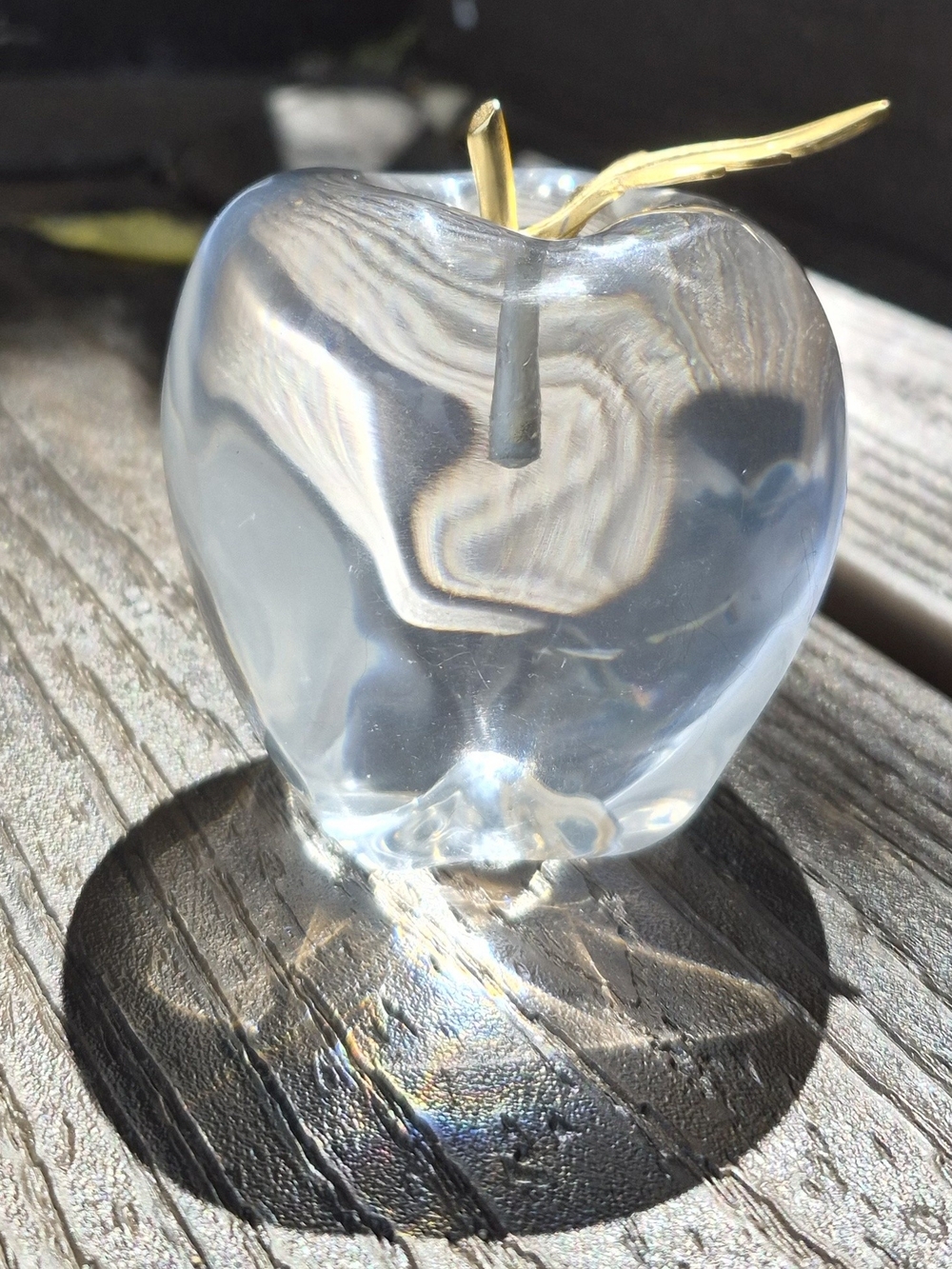 Lucite Apple Figurine - Clear Accent Decor